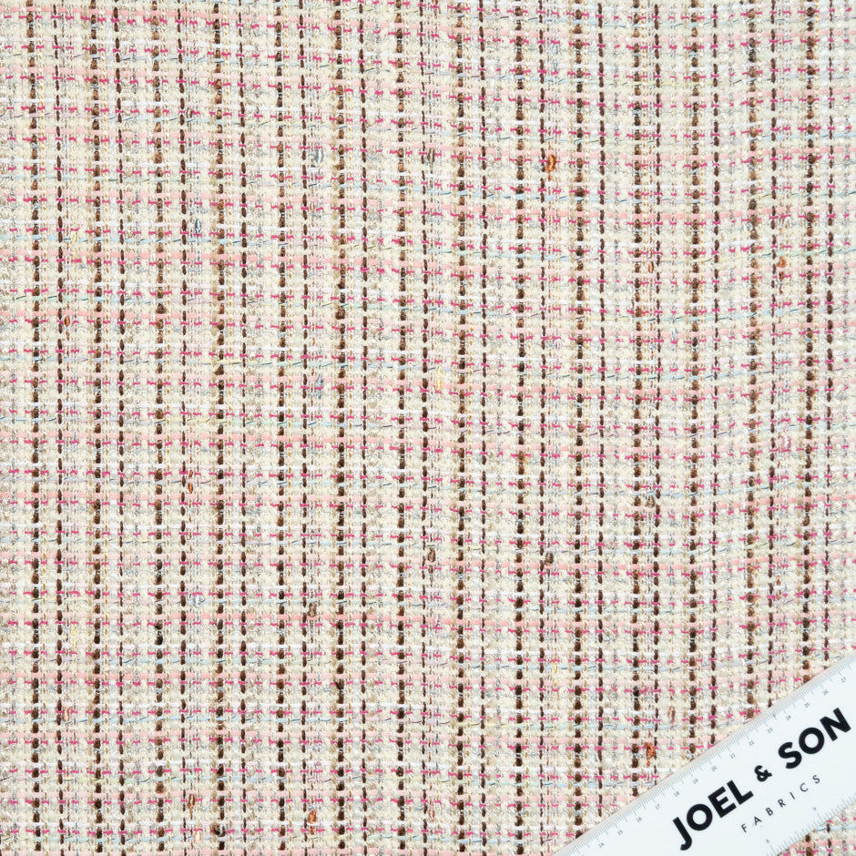 Multi & Cream Cotton Blend Metallic Bouclé