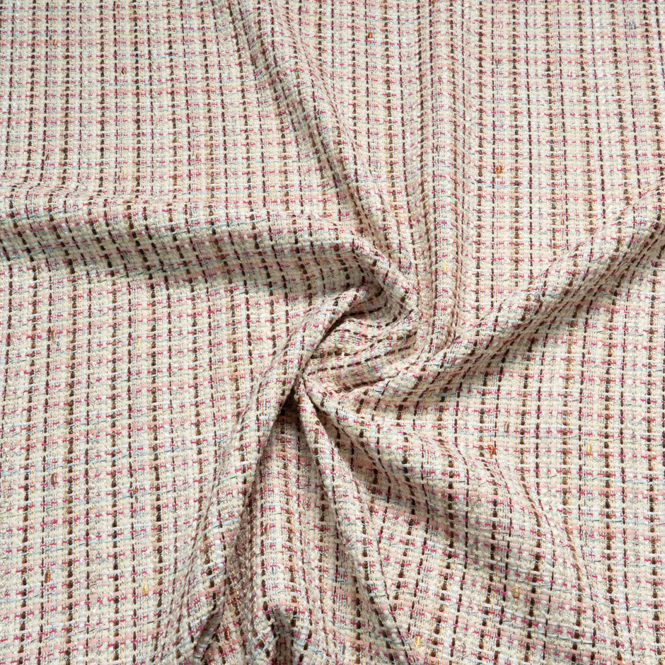 Multi & Cream Cotton Blend Metallic Bouclé