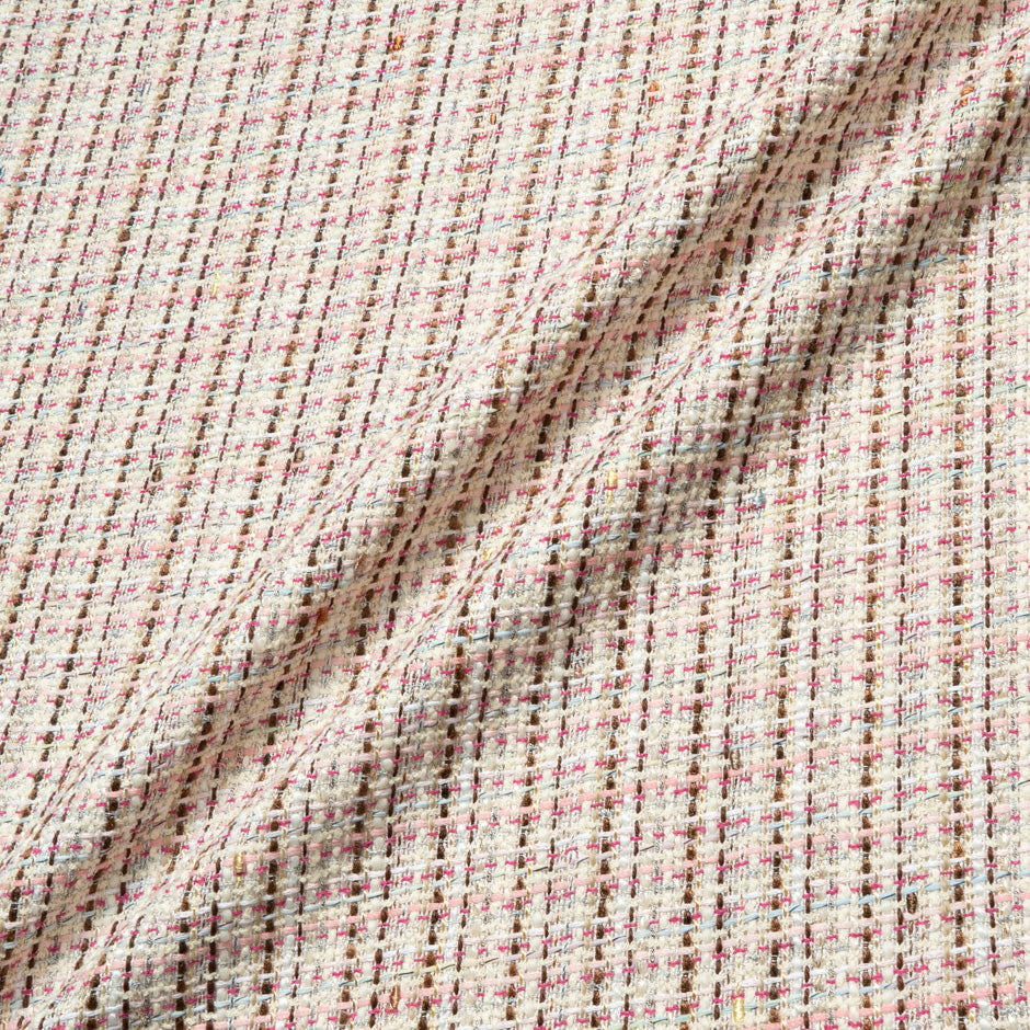 Multi & Cream Cotton Blend Metallic Bouclé