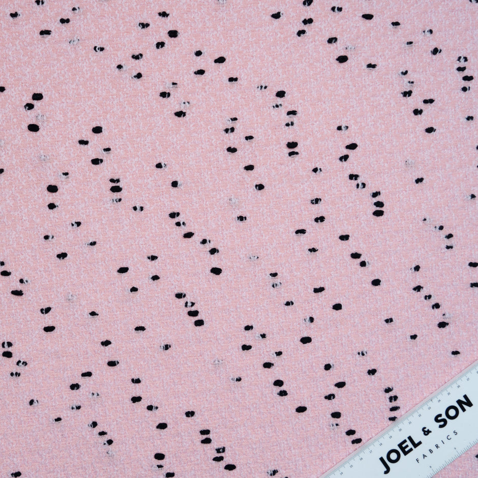 Black Spotted Pink Wool Blend Bouclé