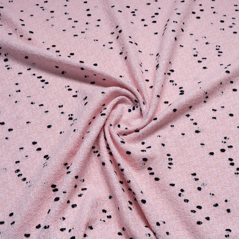 Black Spotted Pink Wool Blend Bouclé