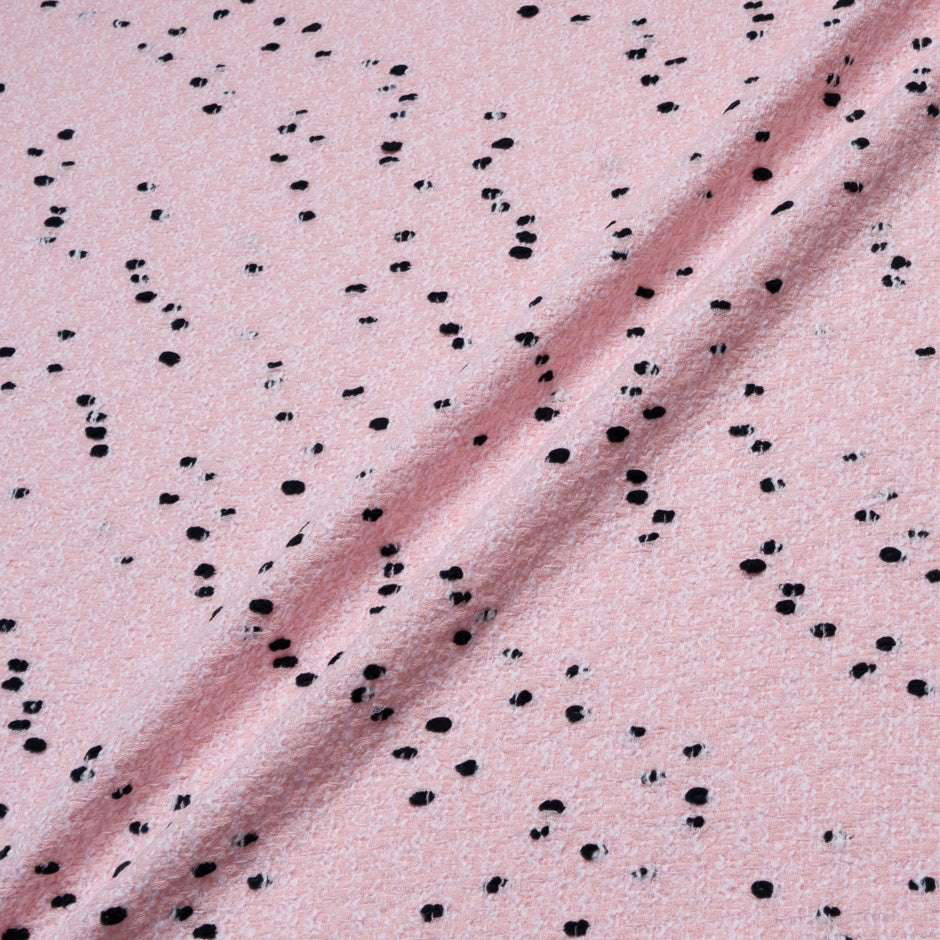 Black Spotted Pink Wool Blend Bouclé