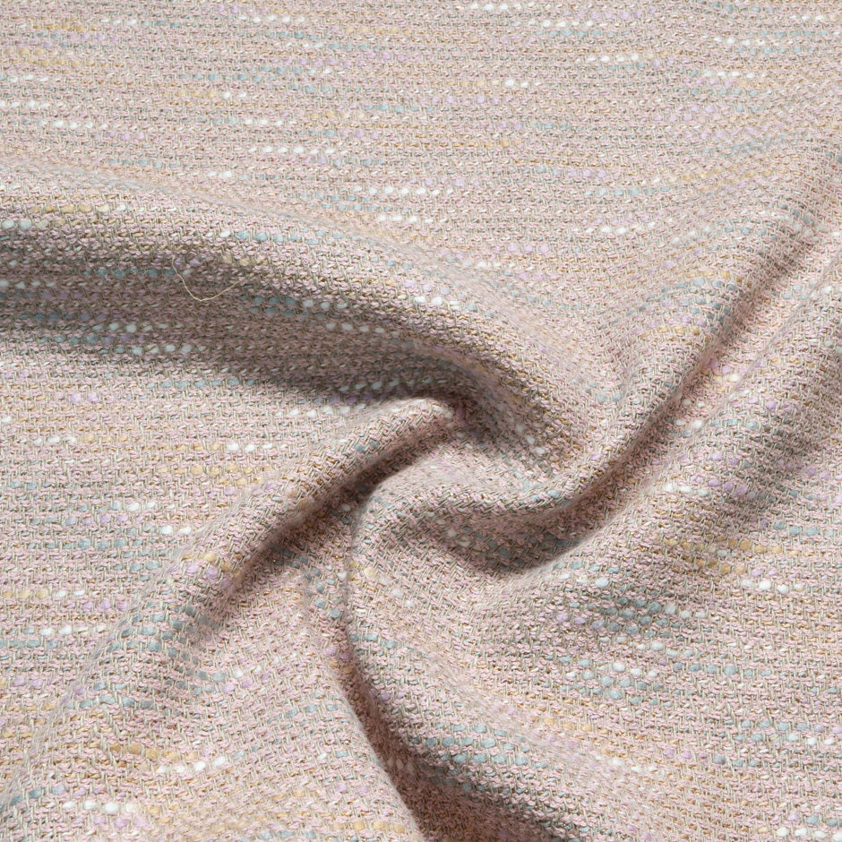 Dusty Pink & Beige Cotton Blend Bouclé