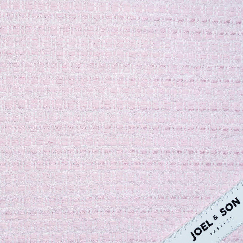 Baby Pink & White Woven Wool Blend Bouclé