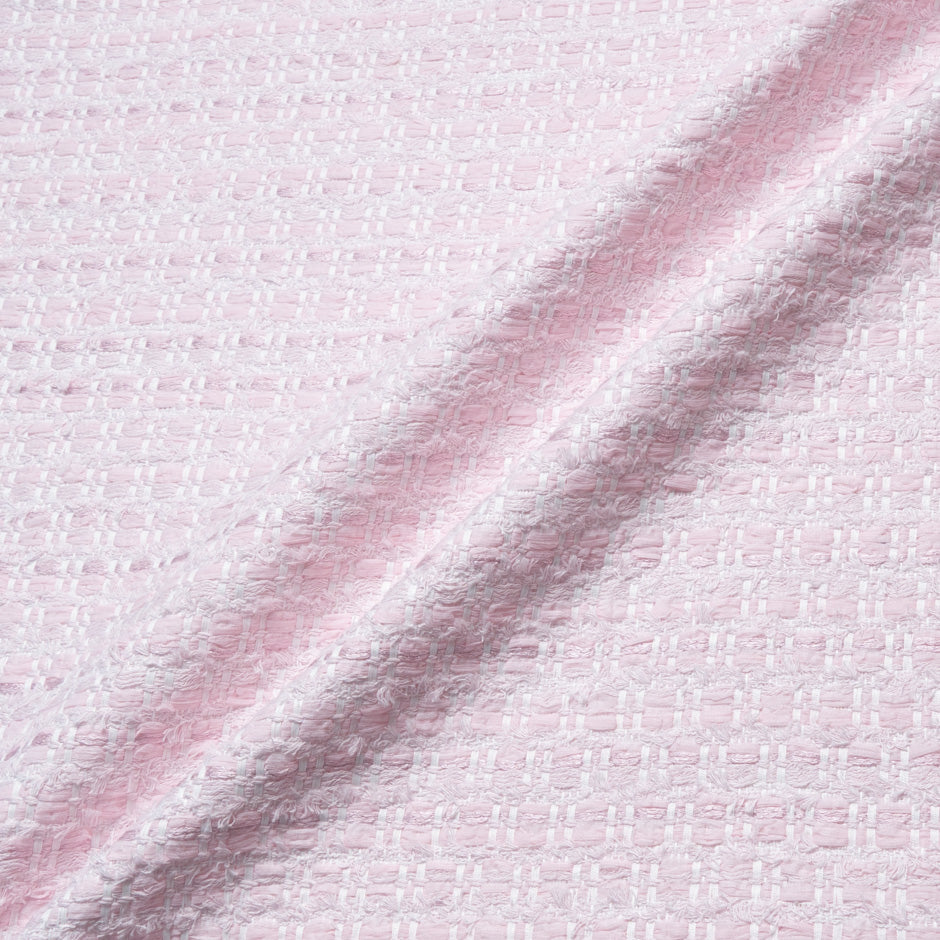 Baby Pink & White Woven Wool Blend Bouclé