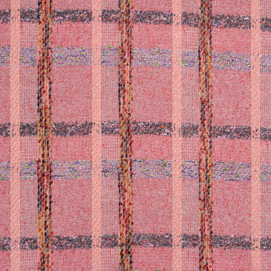 Metallic Checkered Pink Mixed Fibre Bouclé