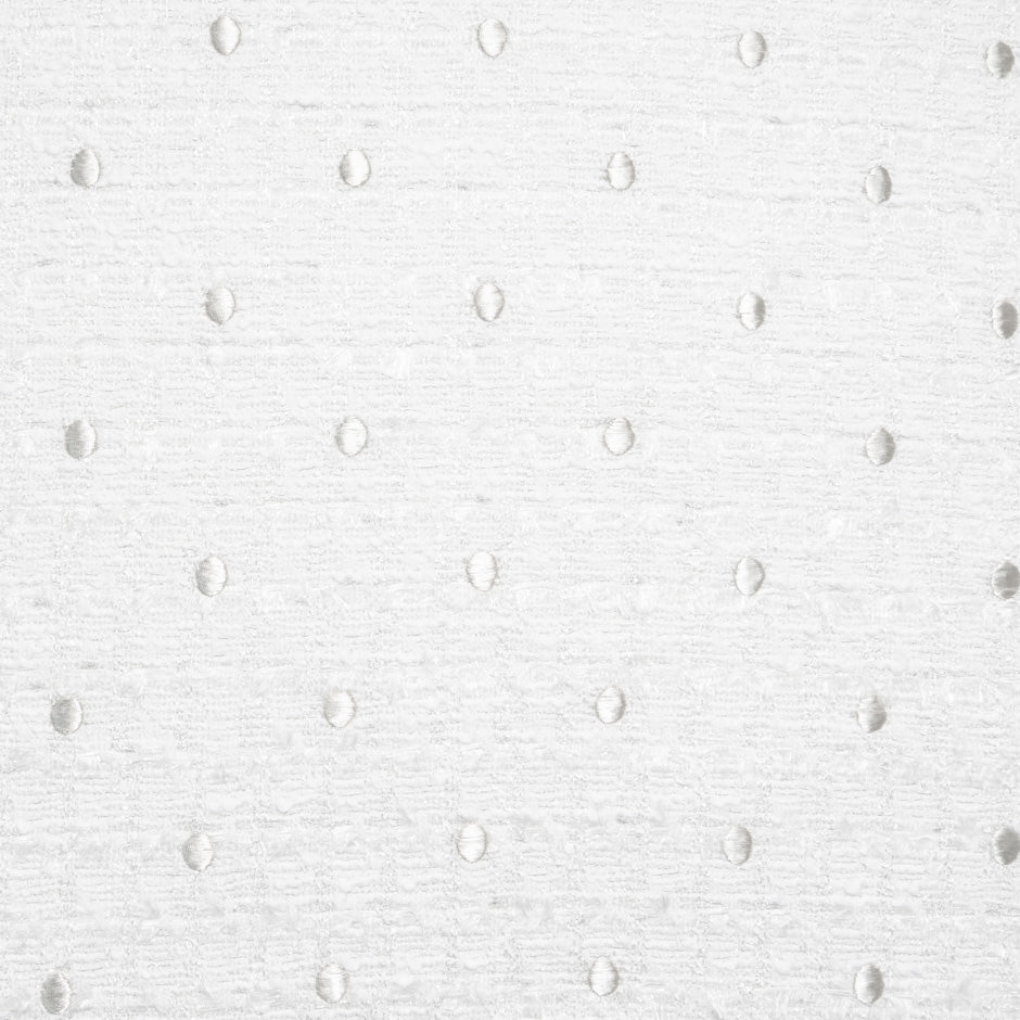 Silver Spot on White Woven Mixed Fibre Bouclé