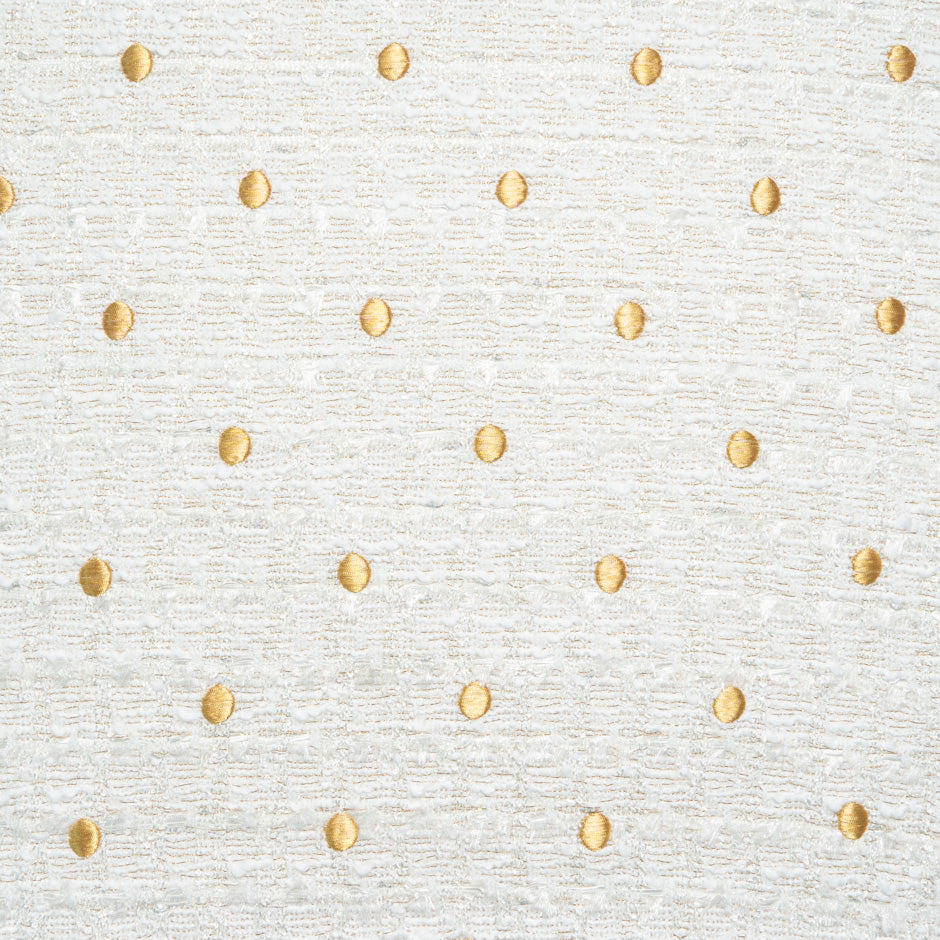 Gold Spot on White Woven Mixed Fibre Bouclé