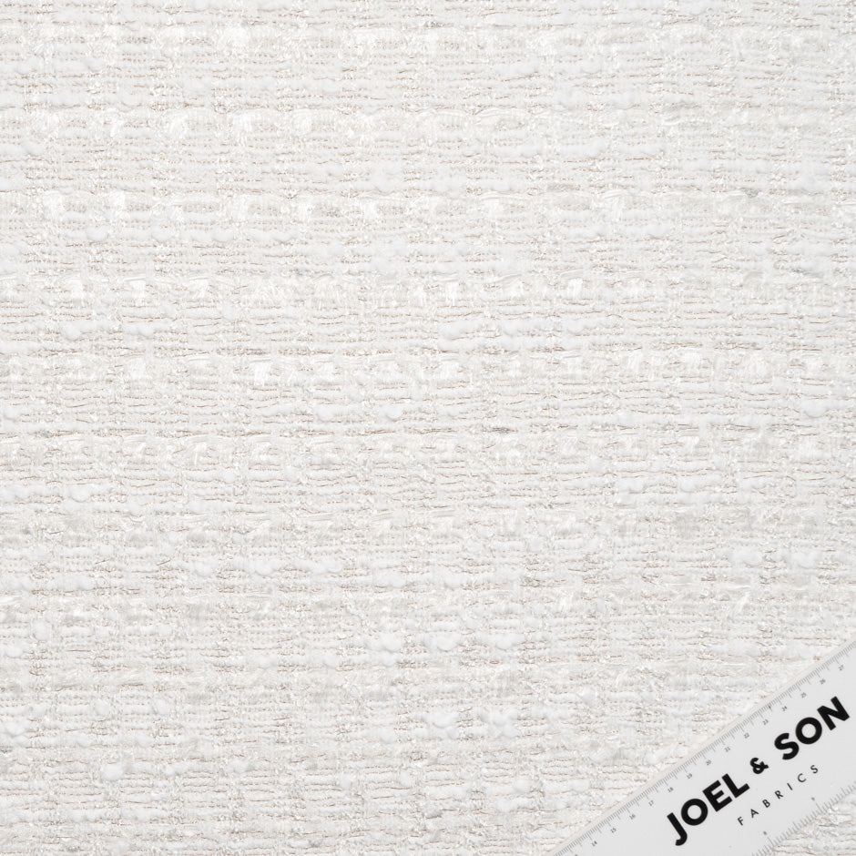 White & Gold Metallic Woven Mixed Fibre Bouclé