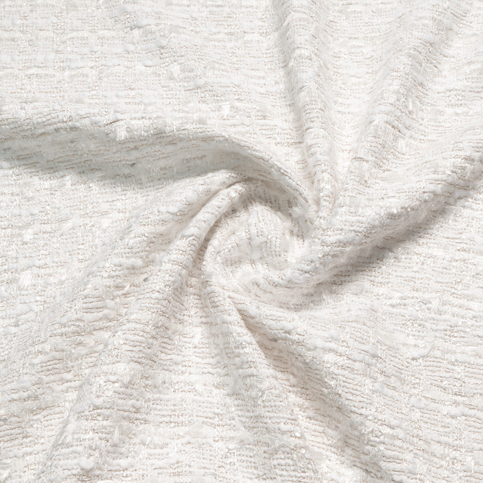 White & Gold Metallic Woven Mixed Fibre Bouclé
