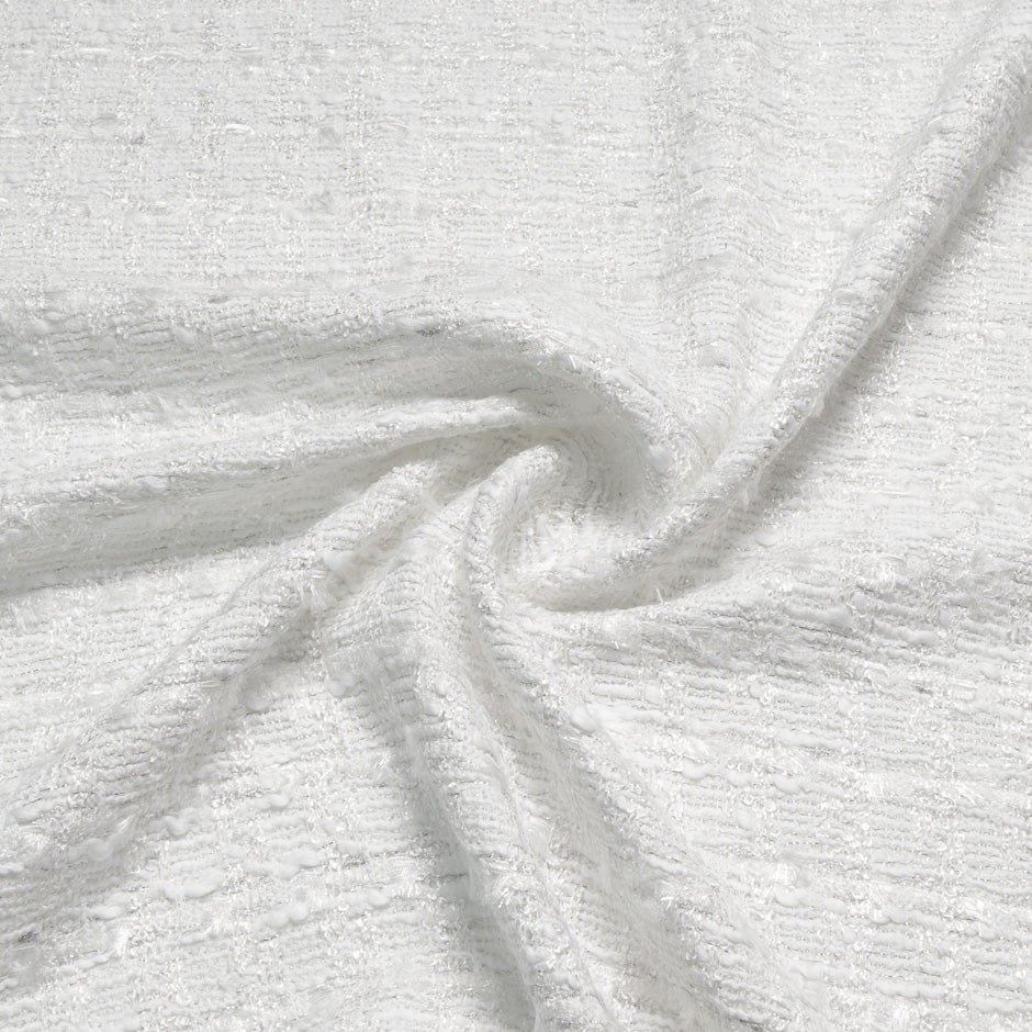 White Metallic Woven Mixed Fibre Bouclé