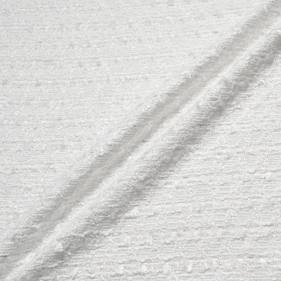 White Metallic Woven Mixed Fibre Bouclé
