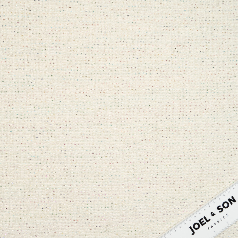 Multi Sequinned Wool Blend Cream Bouclé