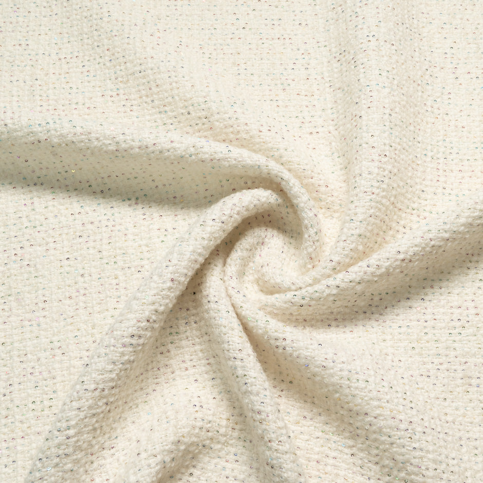 Multi Sequinned Wool Blend Cream Bouclé