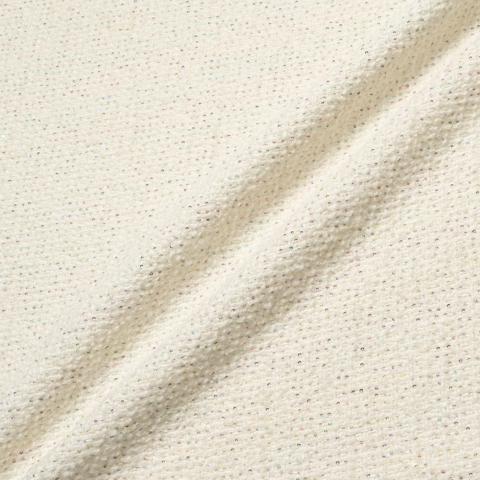 Multi Sequinned Wool Blend Cream Bouclé