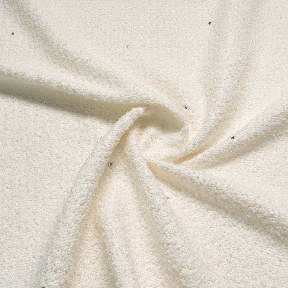 Diamanté Wool & Cotton Blend Ivory Bouclé