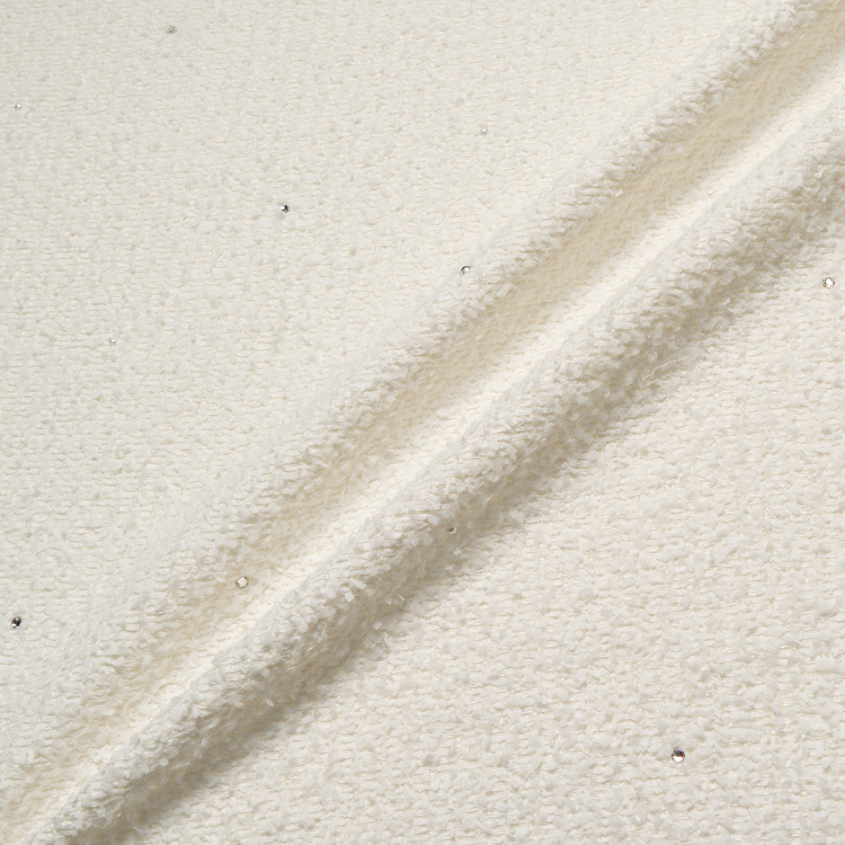 Diamanté Wool & Cotton Blend Ivory Bouclé