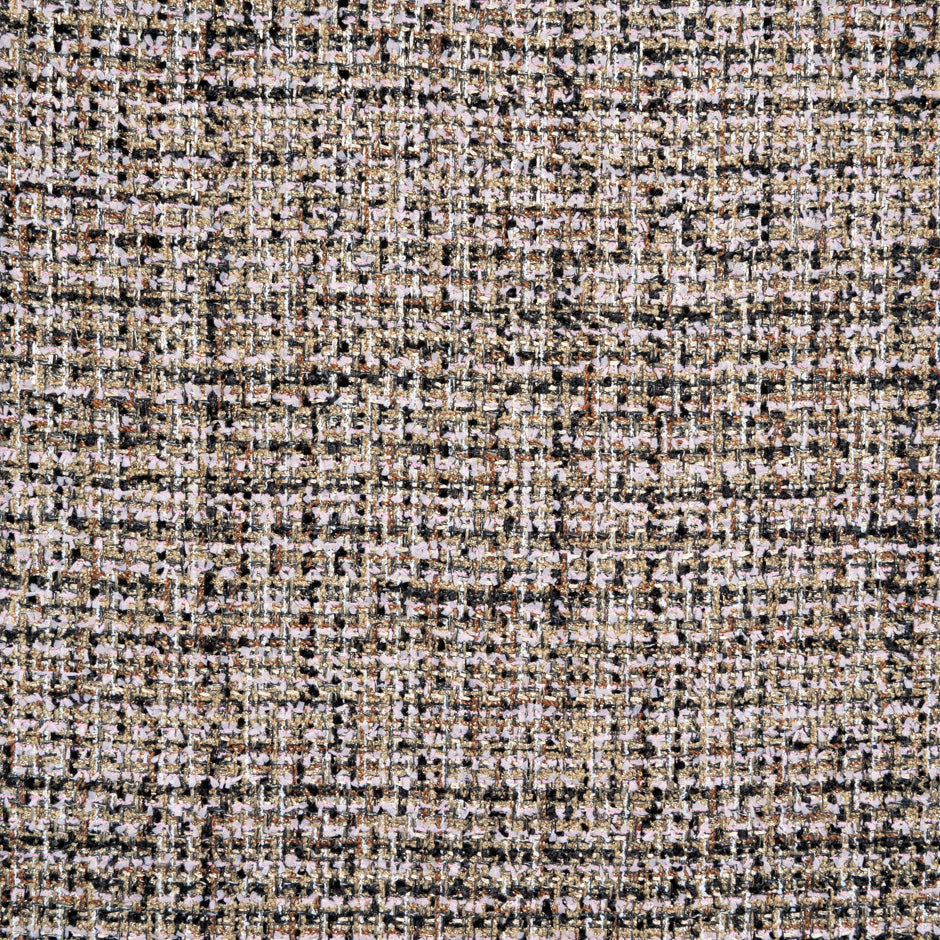 Pink, Gold, Brown & Black Metallic Wool Blend Bouclé