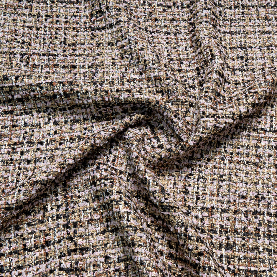 Pink, Gold, Brown & Black Metallic Wool Blend Bouclé