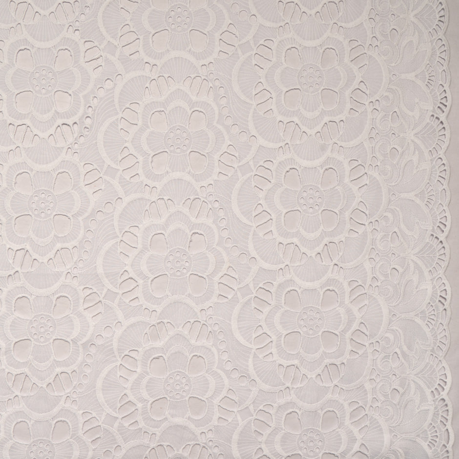 White Floral Open Work Embroidered Pure Cotton