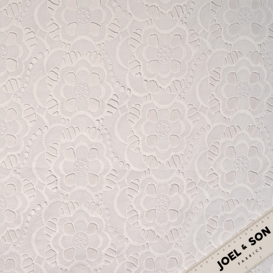 White Floral Open Work Embroidered Pure Cotton