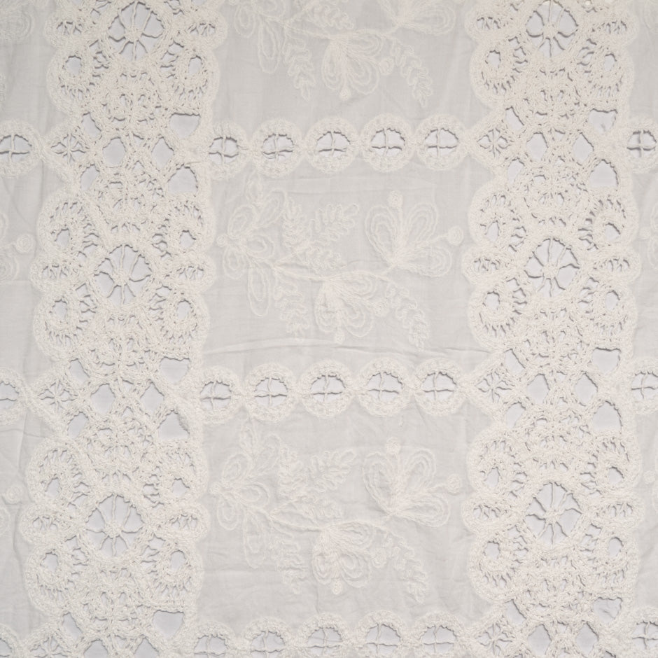 Ivory Floral Embroidered Cotton