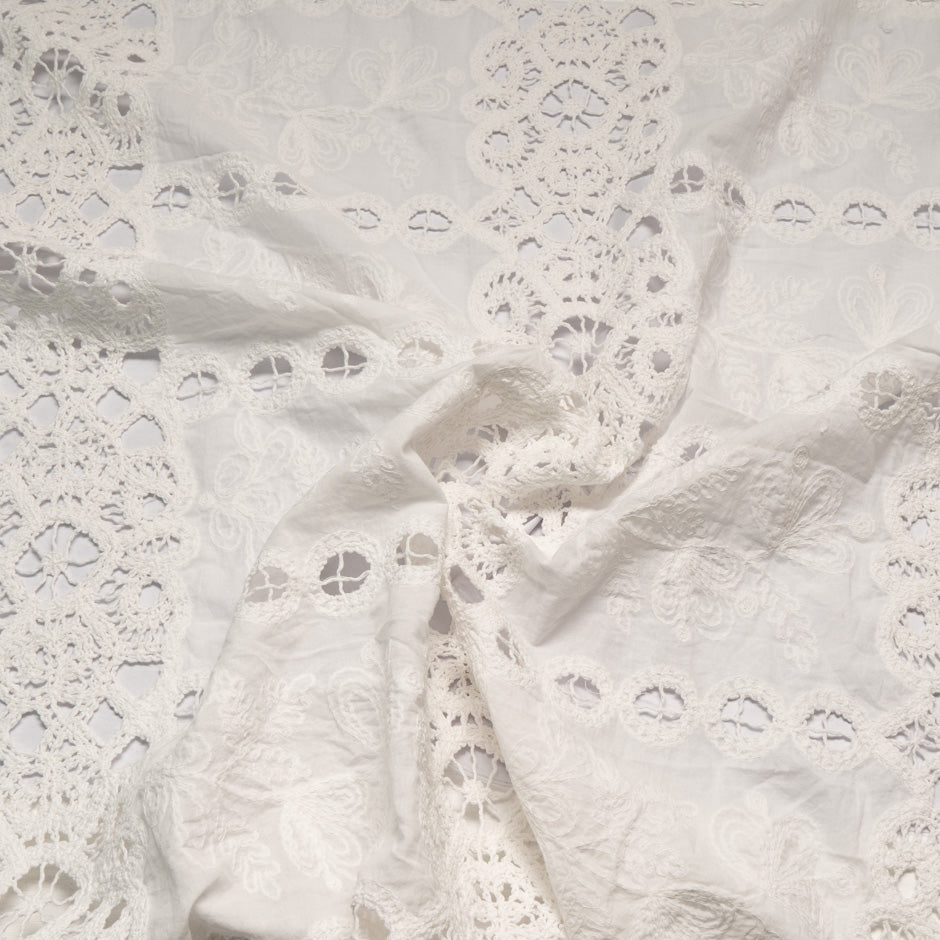 Ivory Floral Embroidered Cotton