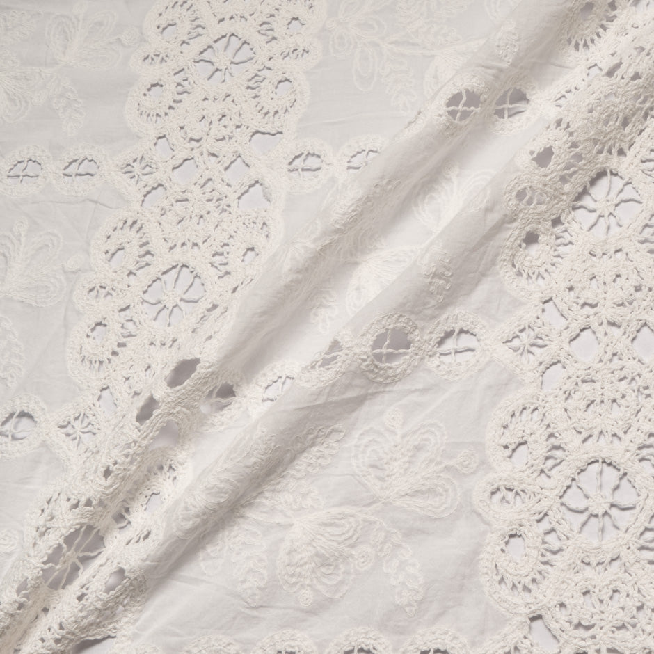 Ivory Floral Embroidered Cotton