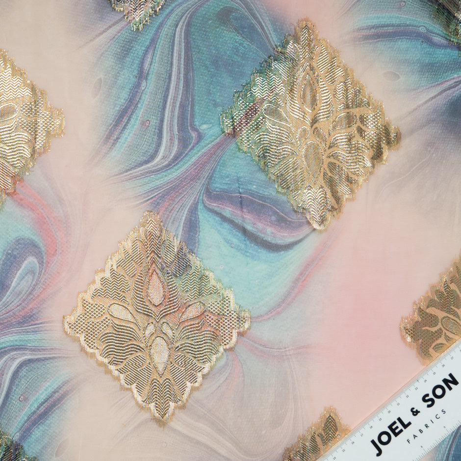 Pink & Blue Sheer Metallic Microfibre