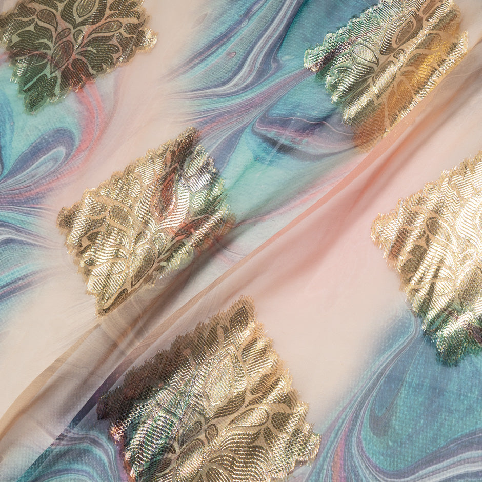 Pink & Blue Sheer Metallic Microfibre