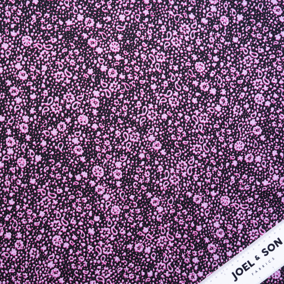 Pink & Black Printed Cotton & Silk Matelassé