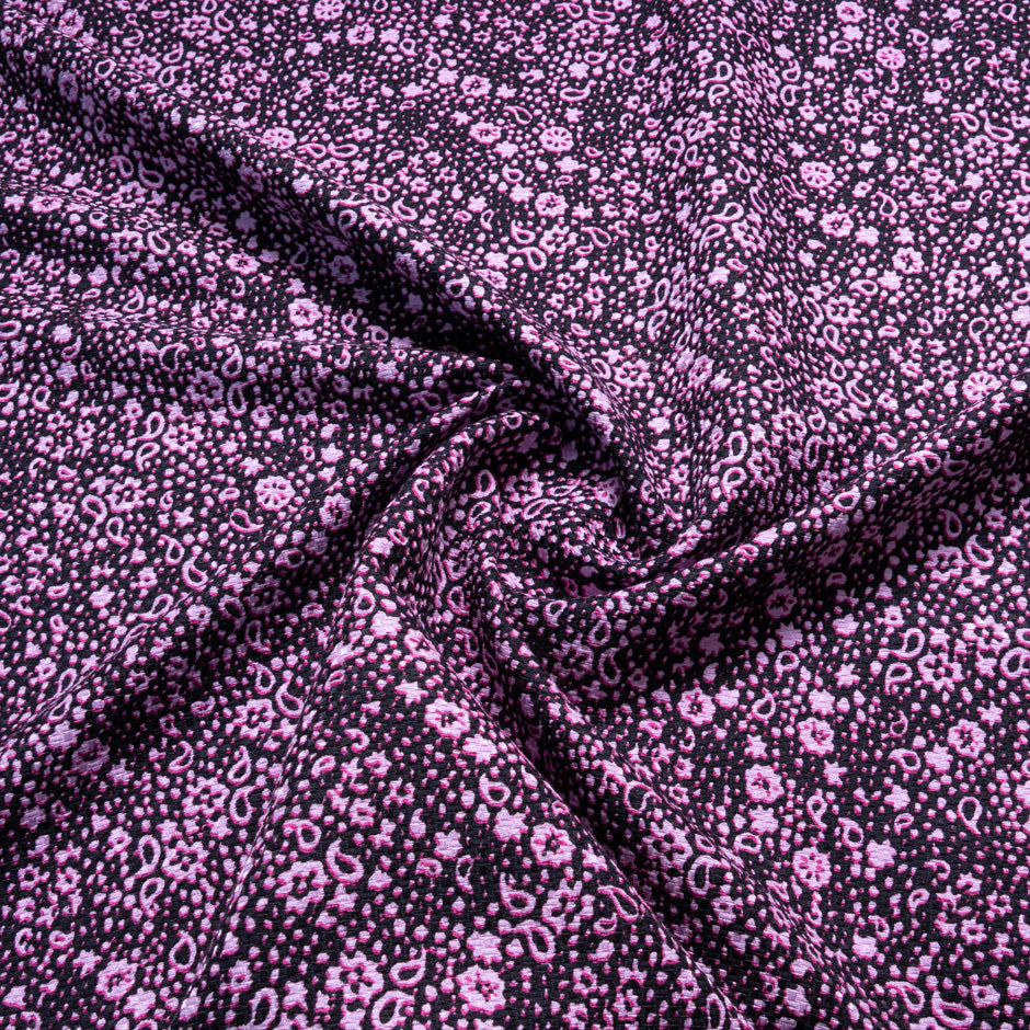 Pink & Black Printed Cotton & Silk Matelassé