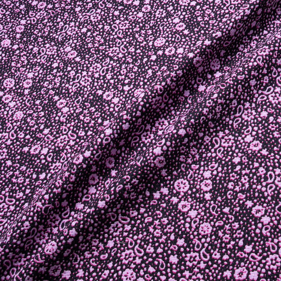 Pink & Black Printed Cotton & Silk Matelassé