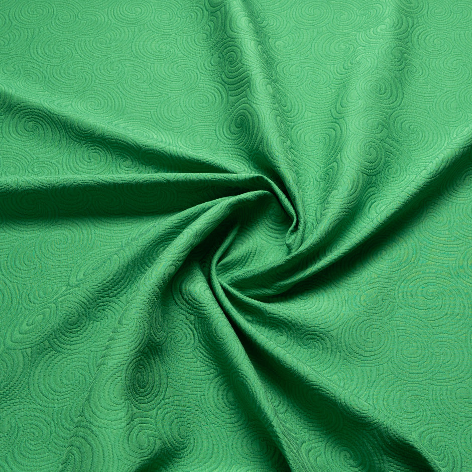 Emerald Green 'Swirl' Wool Blend Cloqué
