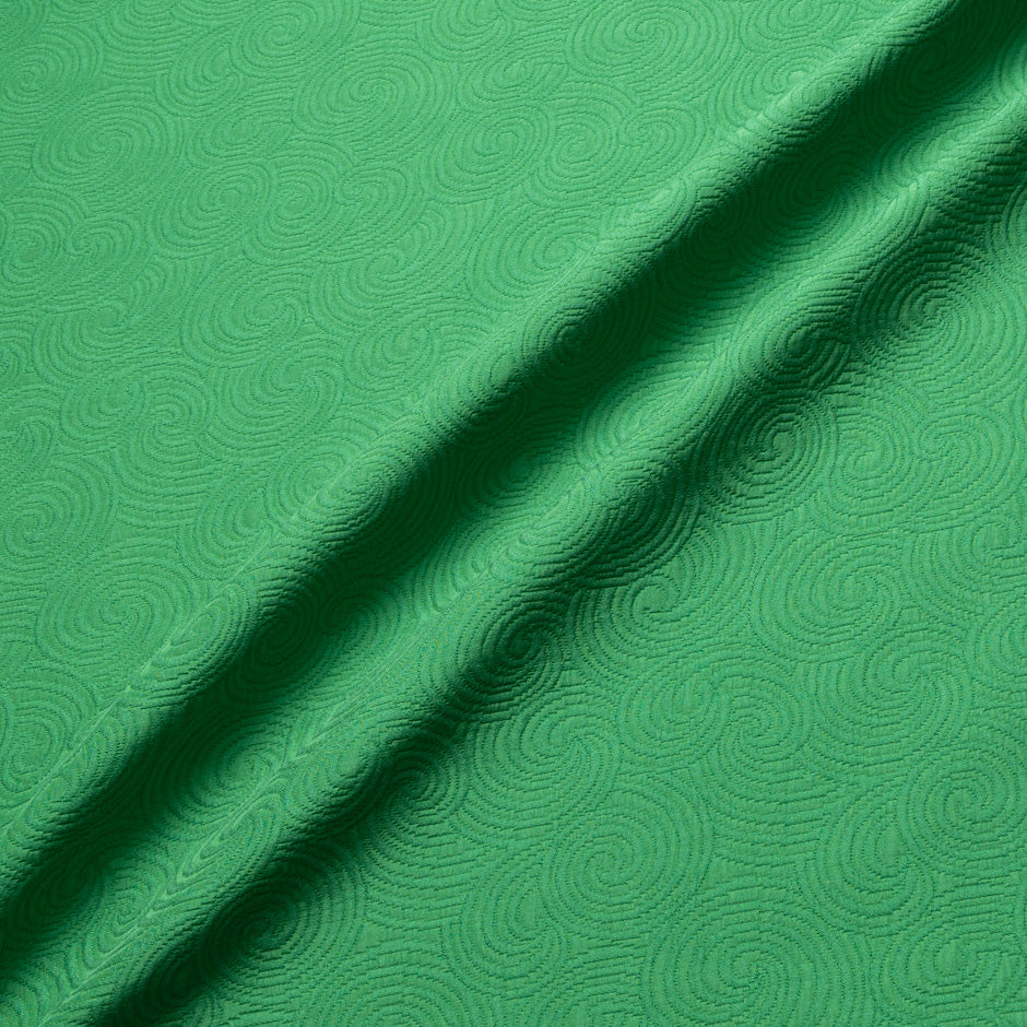 Emerald Green 'Swirl' Wool Blend Cloqué