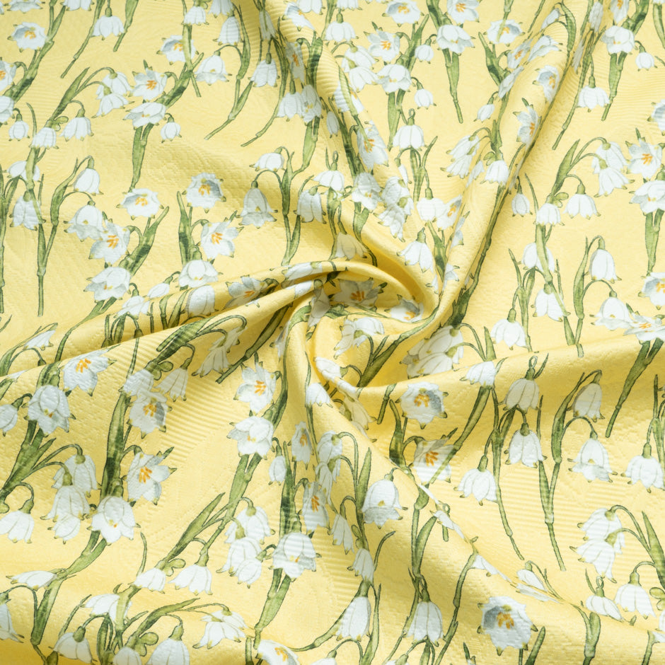 Snow Drop Printed Yellow Cotton Piqué