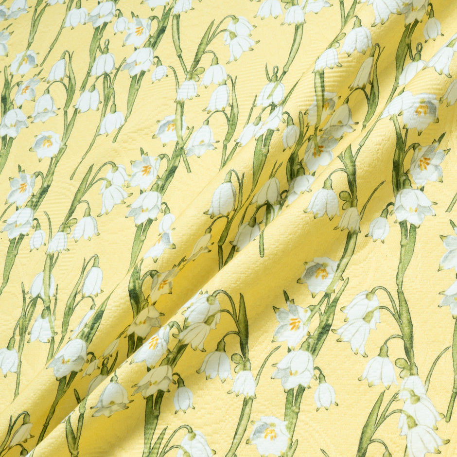 Snow Drop Printed Yellow Cotton Piqué