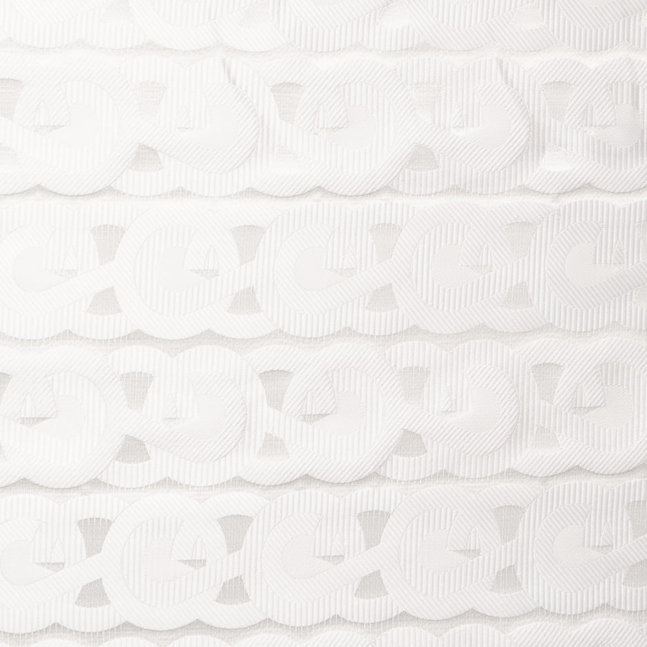White Link Patterned Cotton & Silk Blend Piqué