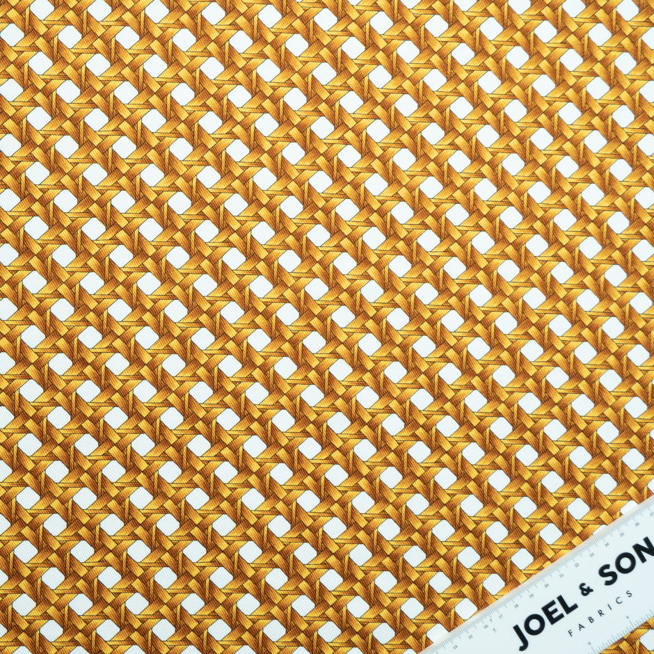 Orange & White 'Rattan' Printed Cotton