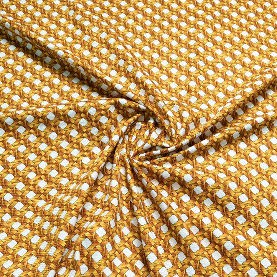 Orange & White 'Rattan' Printed Cotton