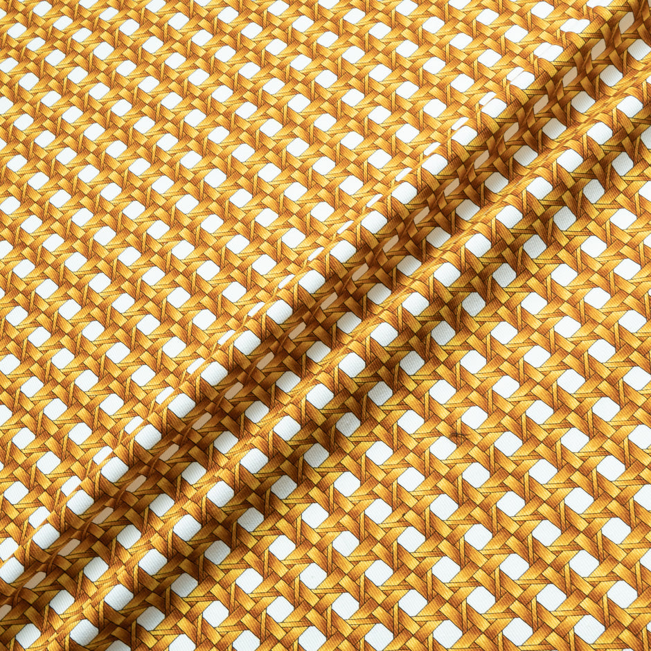 Orange & White 'Rattan' Printed Cotton