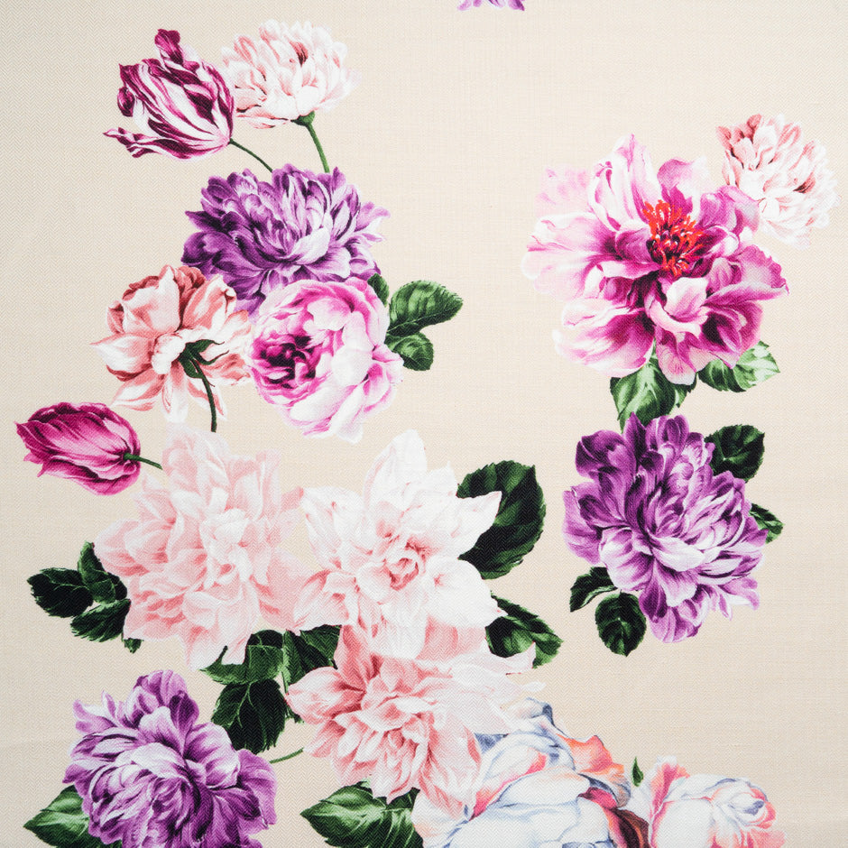 Pink Floral Printed Cotton & Linen Blend