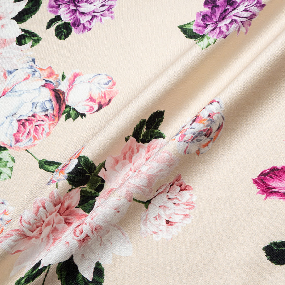 Pink Floral Printed Cotton & Linen Blend