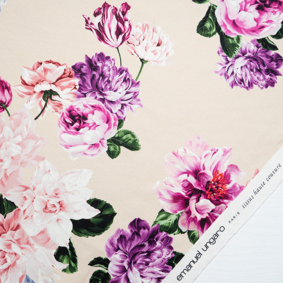Pink Floral Printed Cotton & Linen Blend