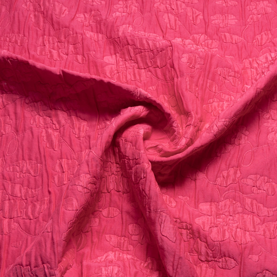 Cherry Pink Silk & Wool Blend Cloqué