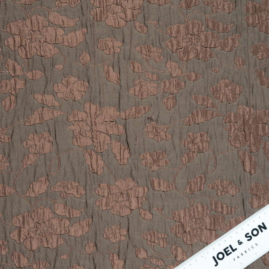 Two-Tone Brown Silk & Wool Blend Cloqué