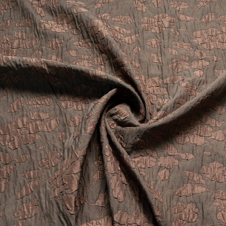 Two-Tone Brown Silk & Wool Blend Cloqué