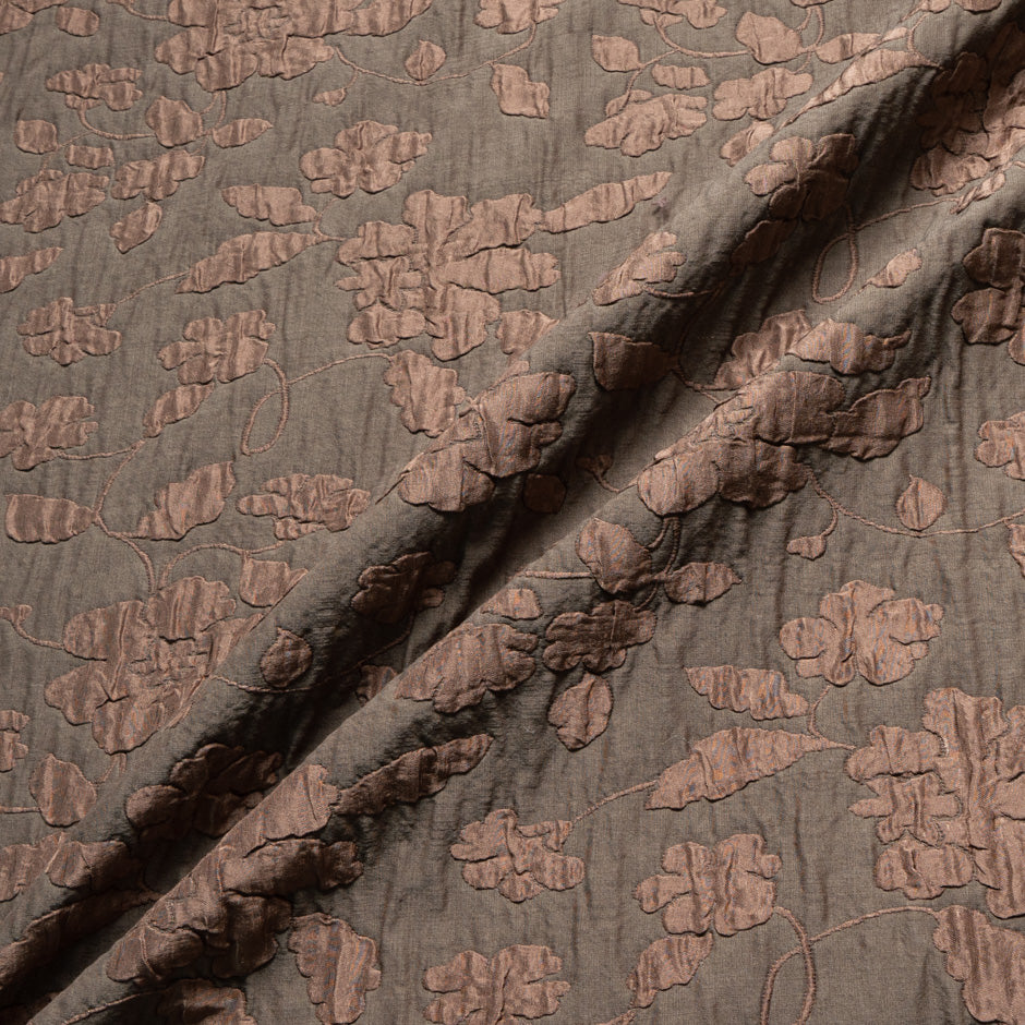 Two-Tone Brown Silk & Wool Blend Cloqué