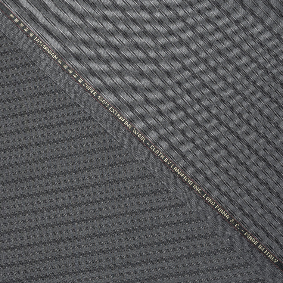 Grey Pinstriped Pure Tasmanian Wool Suiting