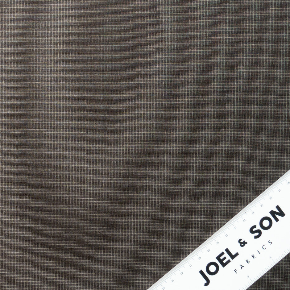 Brown Checkered Super 170s Wool & Silk Blend Suiting